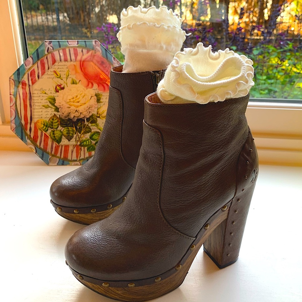 Boho Platform Leather Ankle Boots